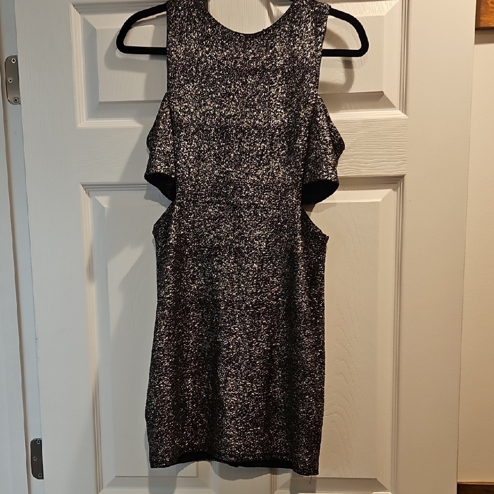 Soprano Black and Silver Embellished Sheath Dress